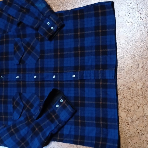 Golden Line Vintage Plaid Wool Blend Shirt Men's L Made in Poland - Picture 4 of 5